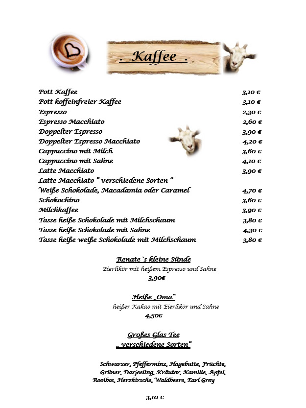 Speisekarte, zur Geißöhe