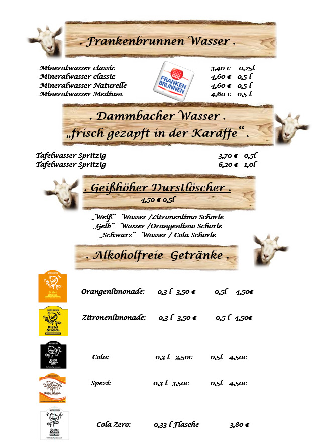 Speisekarte, zur Geißöhe